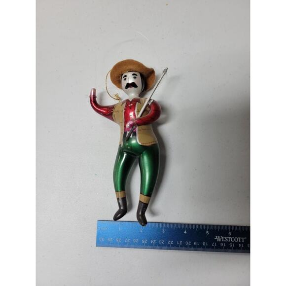 Vintage Fisherman Ornament Plastic Hand Painted 7" Christmas Holiday - Picture 3 of 4
